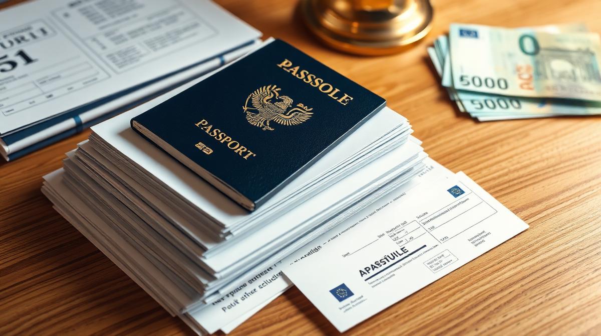 Documentos, pasaporte y billetes de avión para emigrar a España